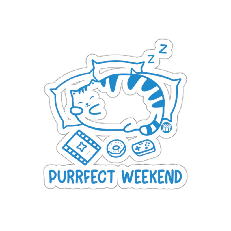 Load image into Gallery viewer, Purrfect Weekend Cat Graphic Sticker Fun Design
