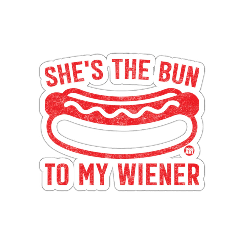 Load image into Gallery viewer, She's The Bun To My Wiener Funny Sticker
