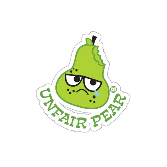 Unfair Pear Cartoon Sticker for Whimsical Decor