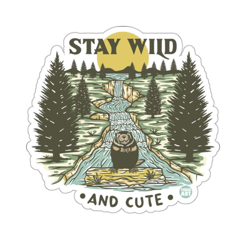 Load image into Gallery viewer, STAY WILD AND CUTE Beaver Waterfall Pine Forest 
