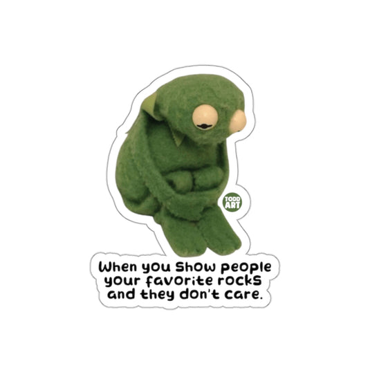 Green Sad Creature Rock Show No Care Meme sticker