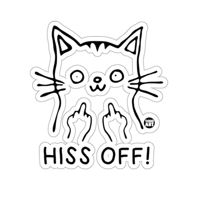 Load image into Gallery viewer, Hiss Off Cat Sticker Funny Middle Finger Design Decal
