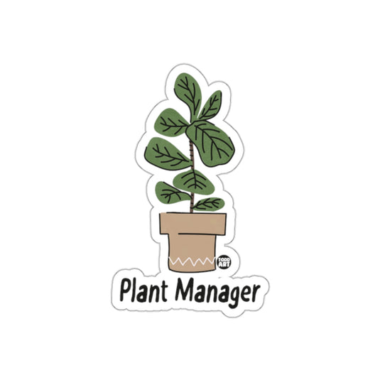 Green Potted Plant with Plant Manager Text Art sticker