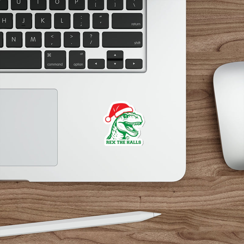 Load image into Gallery viewer, Rex The Halls Dinosaur Christmas Sticker for Laptops
