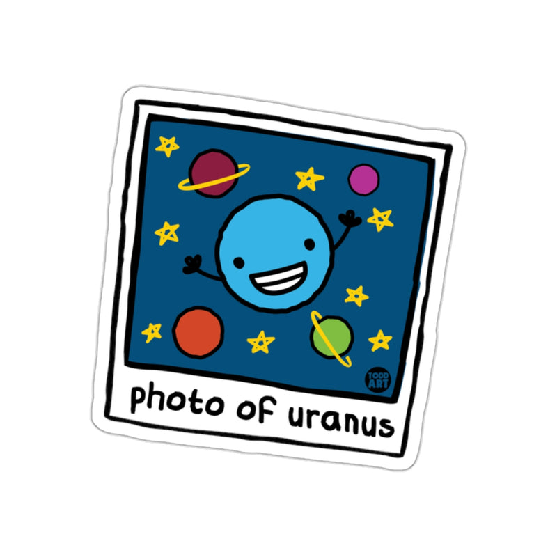 Load image into Gallery viewer, Photo of Uranus with Planets and Stars Design sticker
