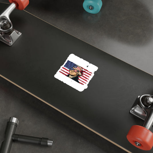 American Flag and Cool Guy Sticker for Skateboard