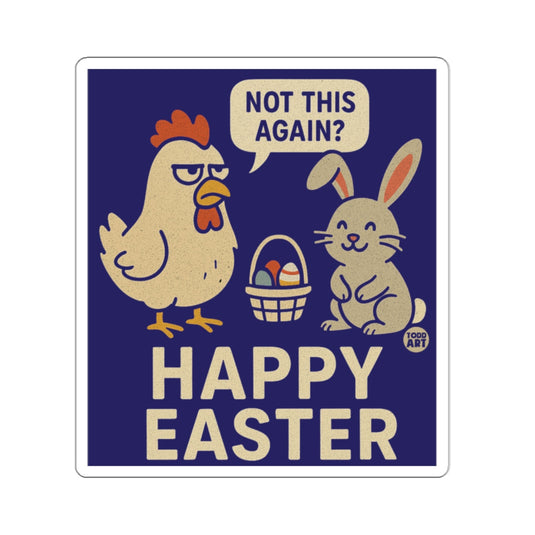 Happy Easter Funny Chicken and Bunny Sticker