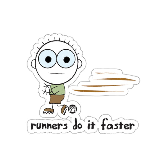runners do it faster sticker with running character