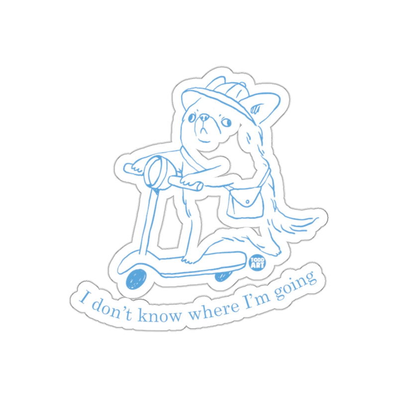 Load image into Gallery viewer, I don't know where I'm going Dog on Scooter sticker

