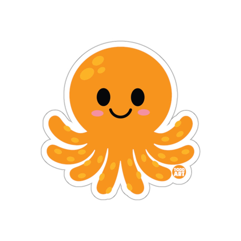 Load image into Gallery viewer, Adorable Smiling Orange Octopus Sticker for Kids Fun
