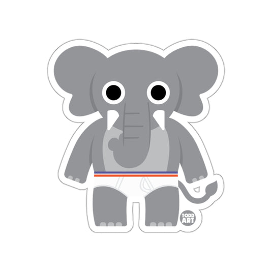 Cute Elephant Cartoon with Boxer Shorts Sticker