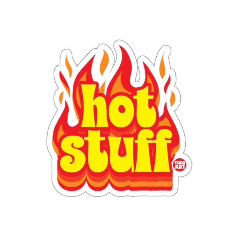 Load image into Gallery viewer, Hot Stuff Sticker with Flames Design for Fun Product
