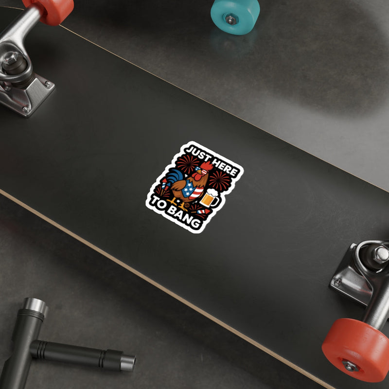 Load image into Gallery viewer, Just Here To Bang Rooster Fireworks Sticker
