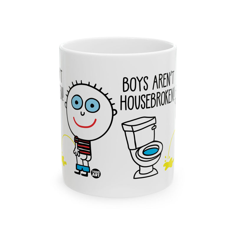 Load image into Gallery viewer, Boys Aren&#39;t Housebroken Coffee Mug, Funny Boys Are Stupid Mug
