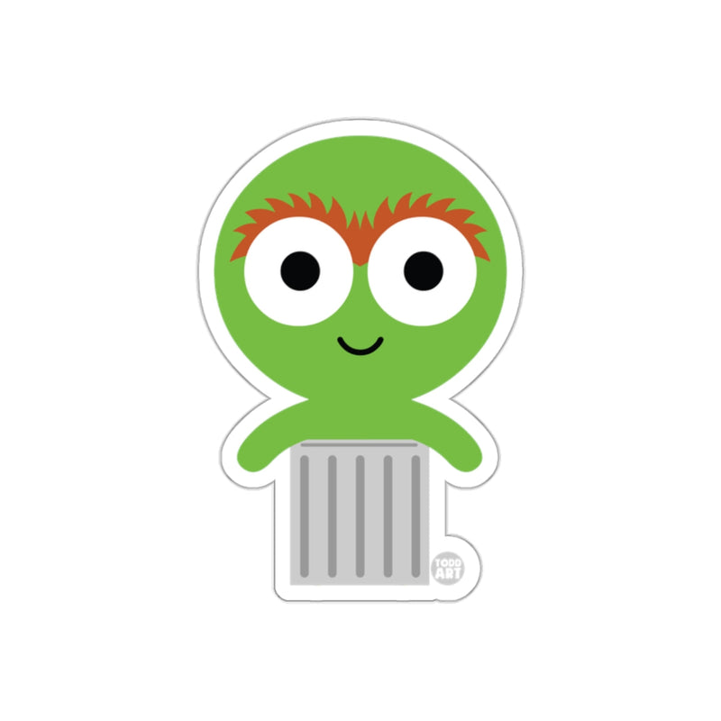 Load image into Gallery viewer, Cute Green Character with Bin Sticker Todd Art product
