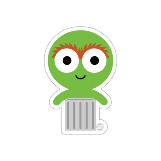 Cute Green Character with Bin Sticker Todd Art product
