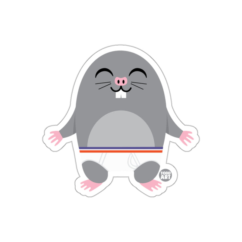 Load image into Gallery viewer, Cute Cartoon Smiling Mole with Whiskers Sticker
