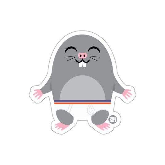 Cute Cartoon Smiling Mole with Whiskers Sticker