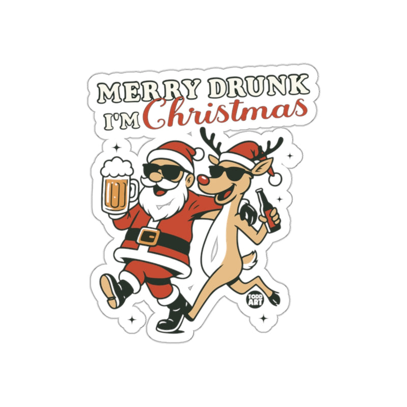 Load image into Gallery viewer, Merry Drunk I'm Christmas Santa and Reindeer Sticker
