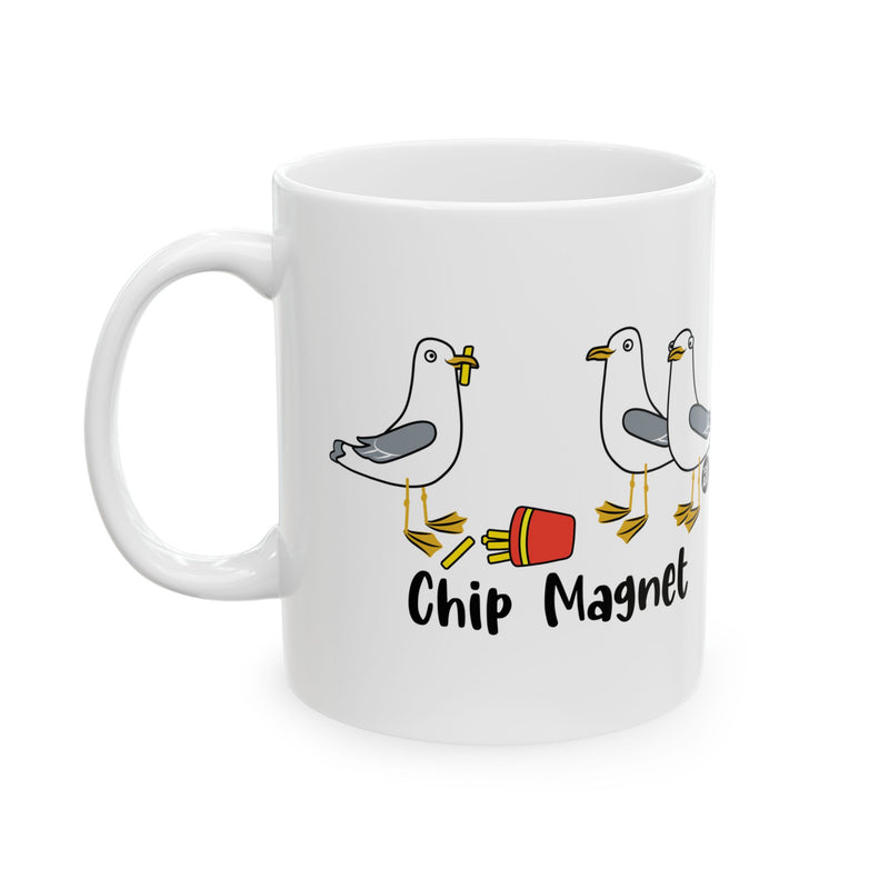 Load image into Gallery viewer, Chip Magnet Seagull Mug, Funny Fries Mug, Funny Seagull Mug
