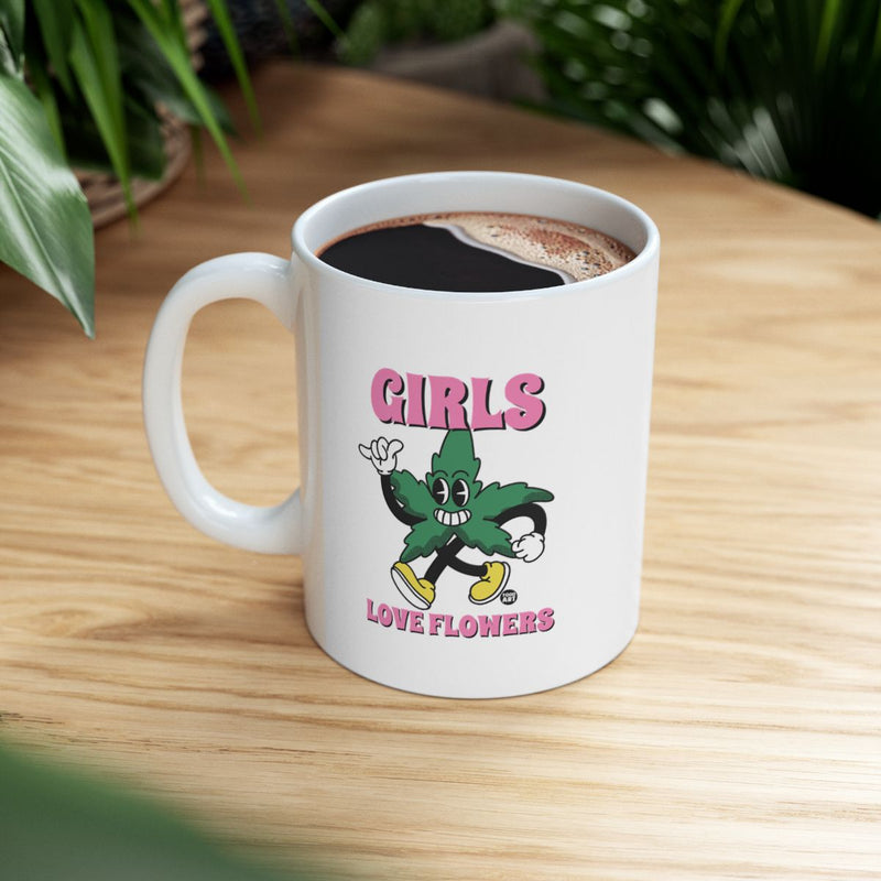 Load image into Gallery viewer, Girls Love Flowers Mug with Fun Design
