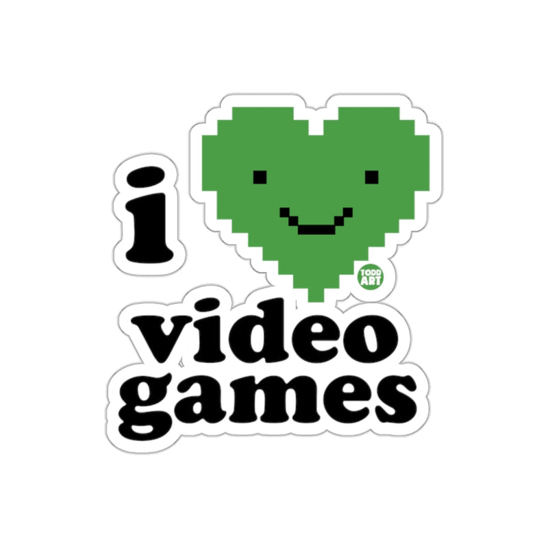Load image into Gallery viewer, I Heart Video Games Cute Pixelated Green Heart Sticker
