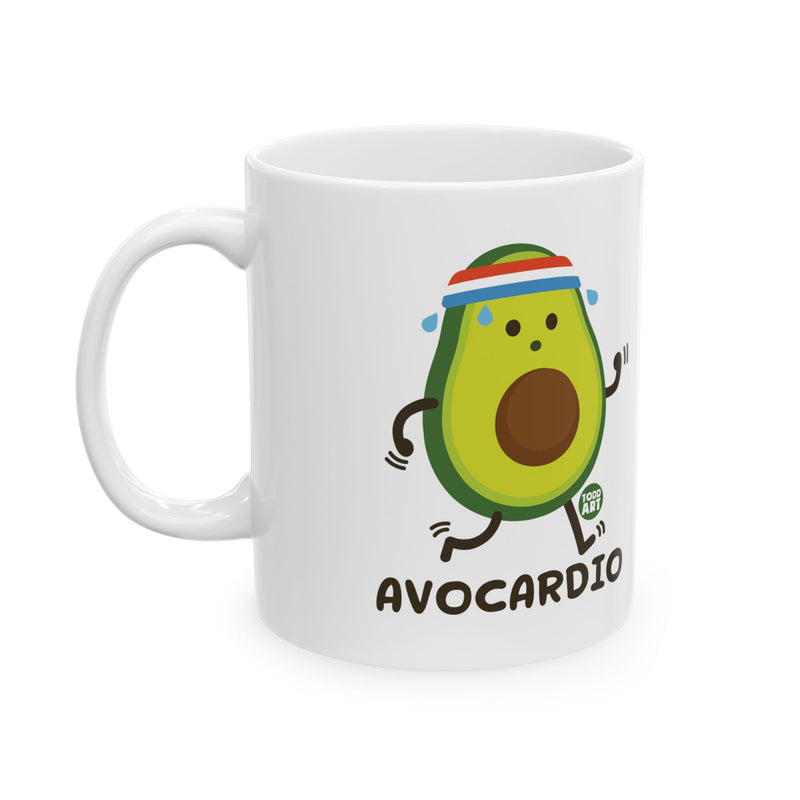 Load image into Gallery viewer, Avocardio Avocado Mug, Funny Avocado Mug, Funny Exercising Avocado Mug
