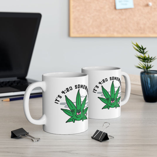 It's 4:20 Somewhere Fun Cartoon Leaf Coffee Mug