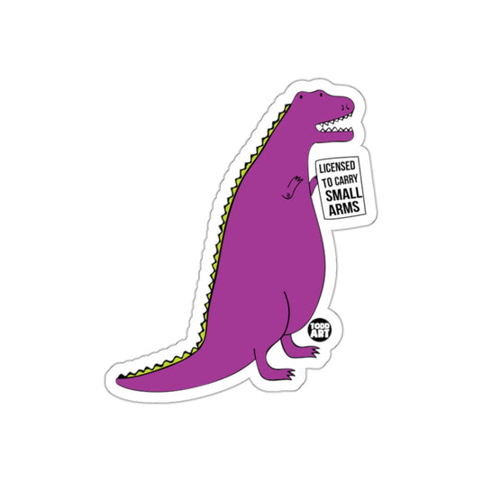 Purple Dinosaur Licensed to Carry Small Arms Sticker