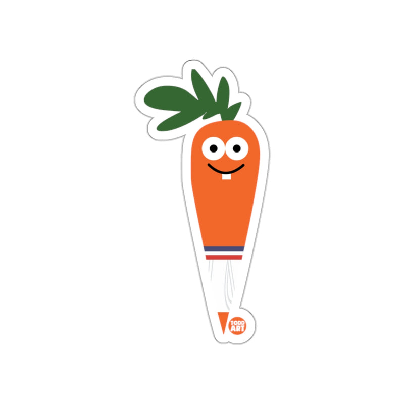 Load image into Gallery viewer, Smiling Orange Carrot with Green Leaves Sticker
