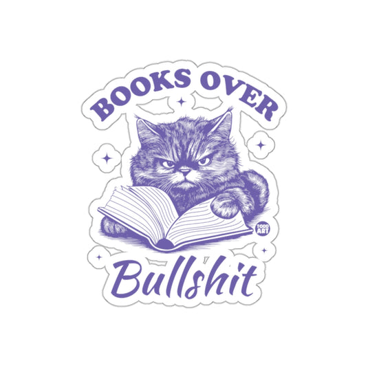 Books Over Bullshit Cat Reading Sticker