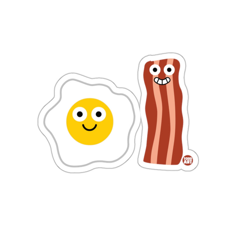 Load image into Gallery viewer, Smiling Bacon and Egg Cartoon Sticker Set
