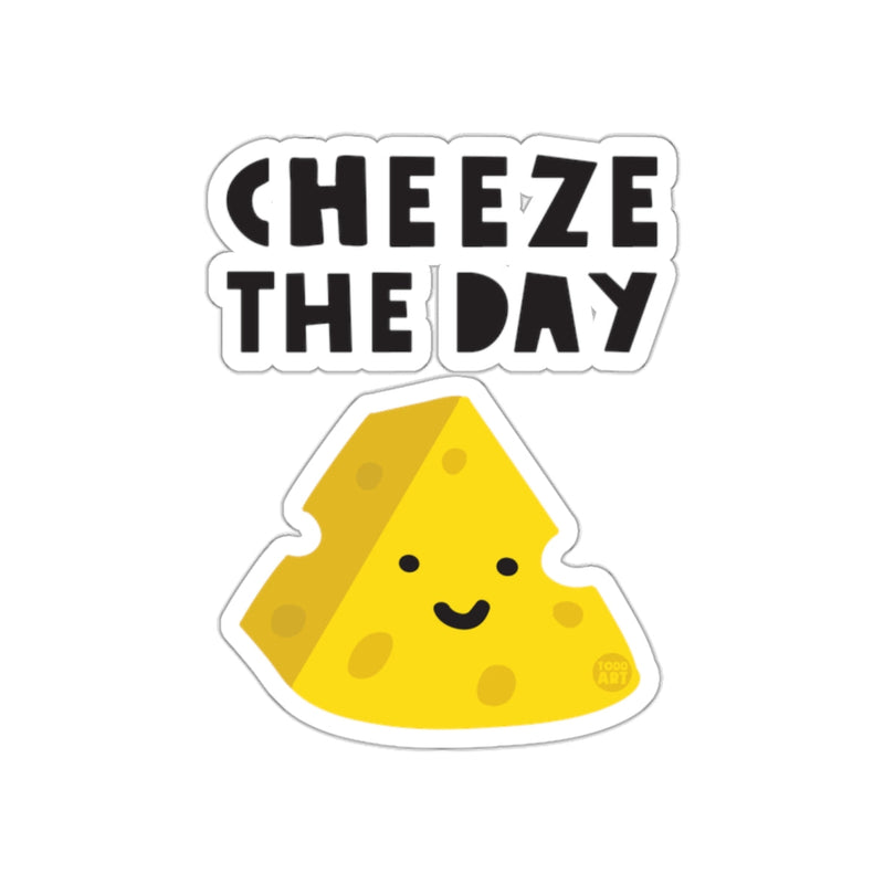 Load image into Gallery viewer, Cheeze the Day Funny Smiling Cheese Character Sticker
