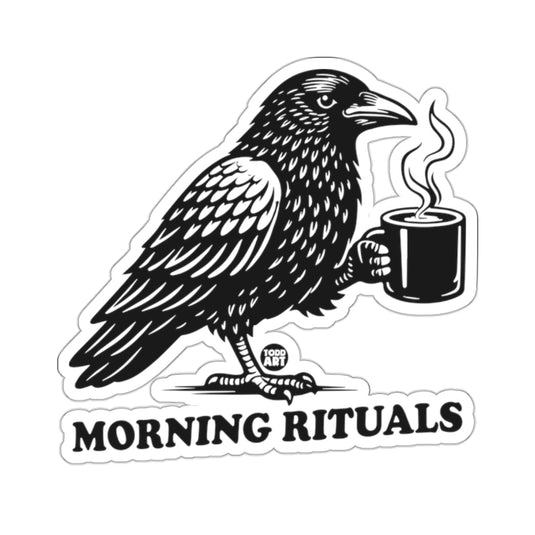 Crow Drinking Coffee Morning Rituals 