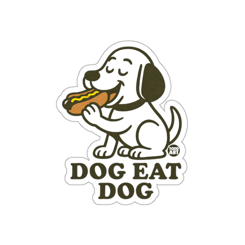 Load image into Gallery viewer, Dog Eat Dog Cartoon Eating Hot Dog Sticker
