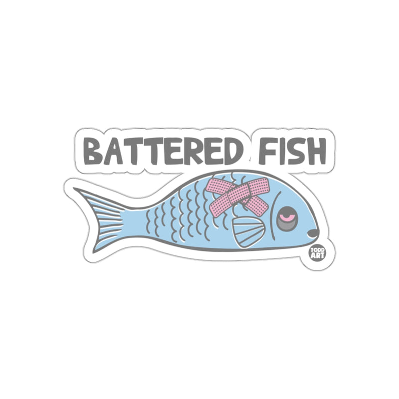 Load image into Gallery viewer, Battered Fish Fun Sticker with Bow and Bandage
