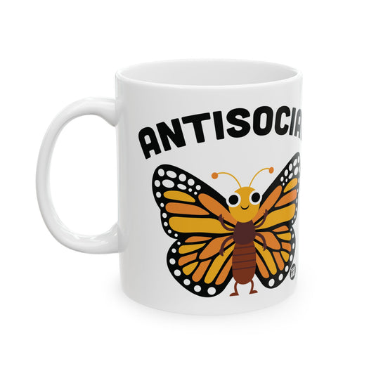 Antisocial Butterfly Mug, Antisocial Monarch Butterfly Mug, Funny Butterfly Mug