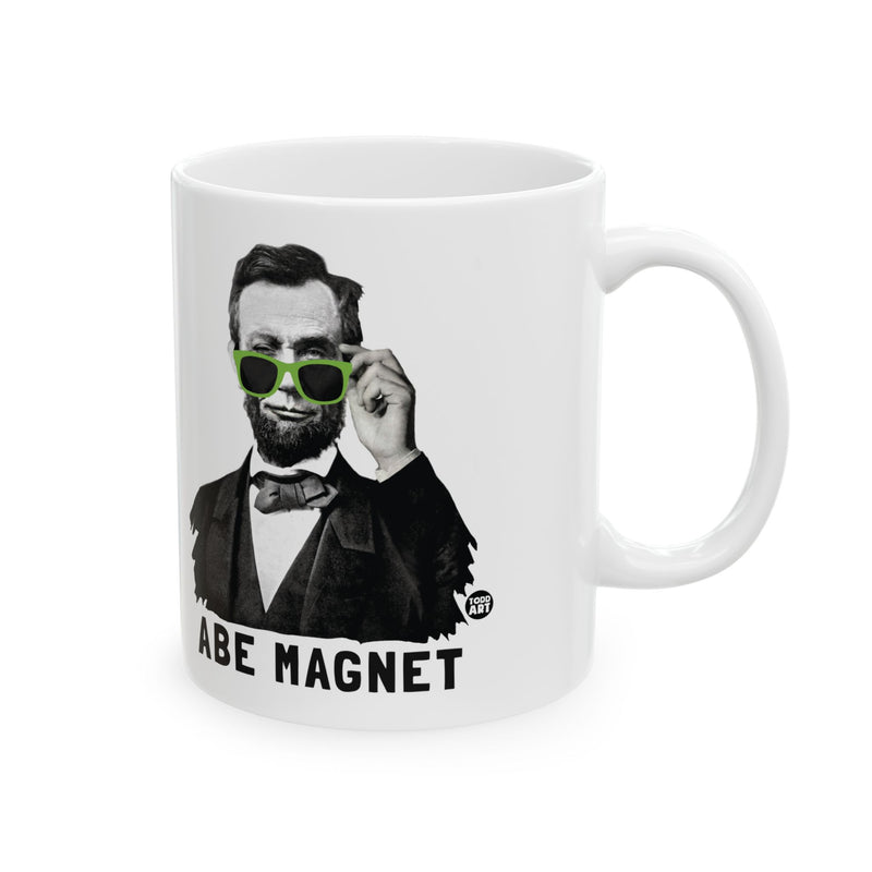 Load image into Gallery viewer, Abe Magnet 11oz White Mug, Abe Lincoln Mugs, Funny Abraham Lincoln Mug
