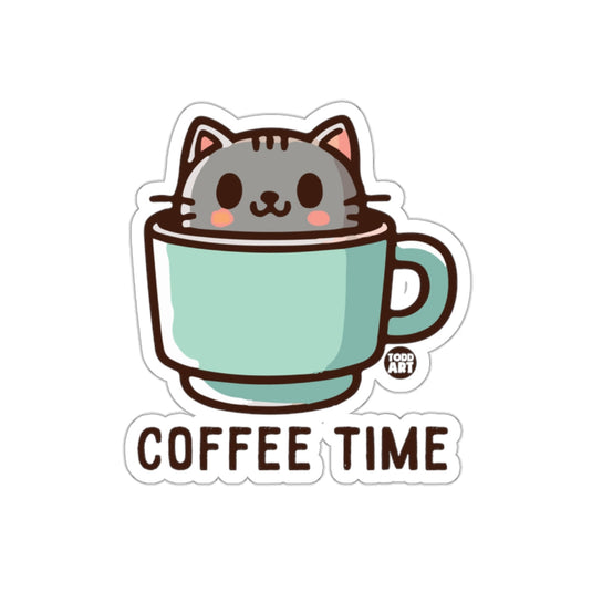 Coffee Time with a Cute Cat Illustration sticker