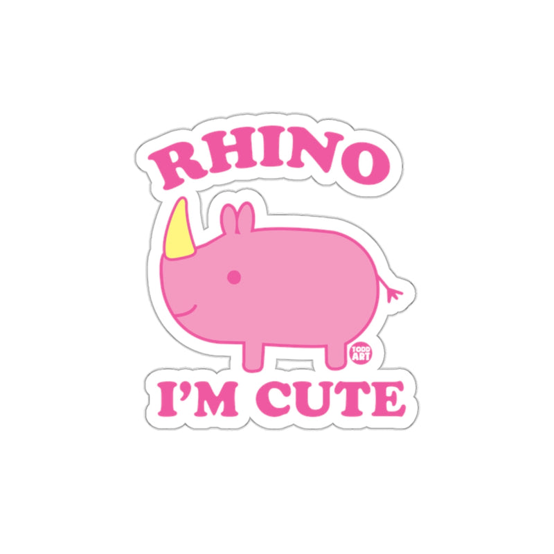 Load image into Gallery viewer, Pink Rhino I'm Cute Fun Animal Design Sticker
