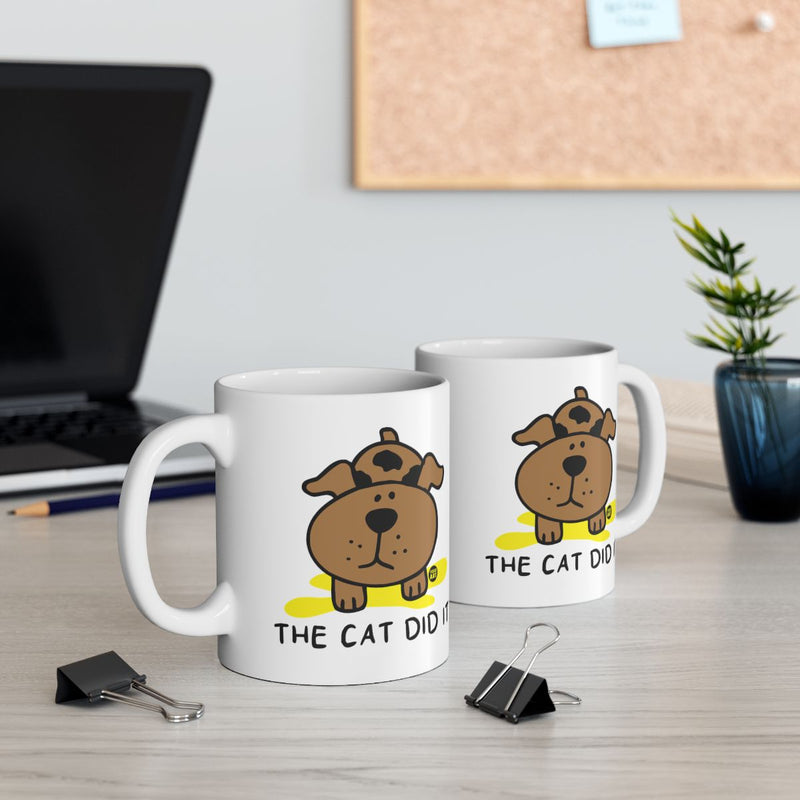 Load image into Gallery viewer, Cute Dog Blame The Cat Did It Funny Office Mug
