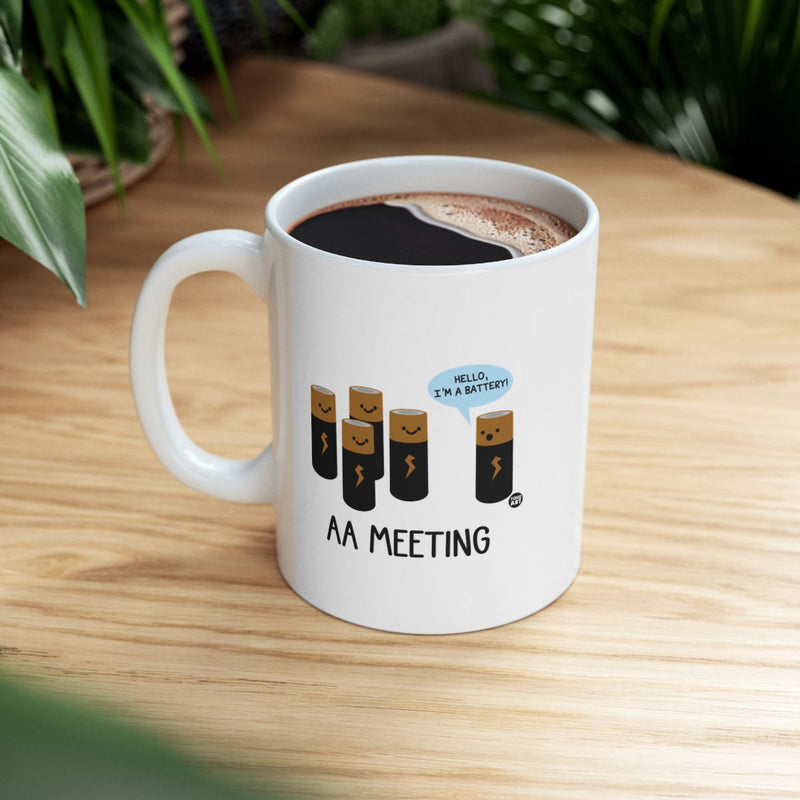 Load image into Gallery viewer, AA Meeting Coffee Mug with Funny Battery Design
