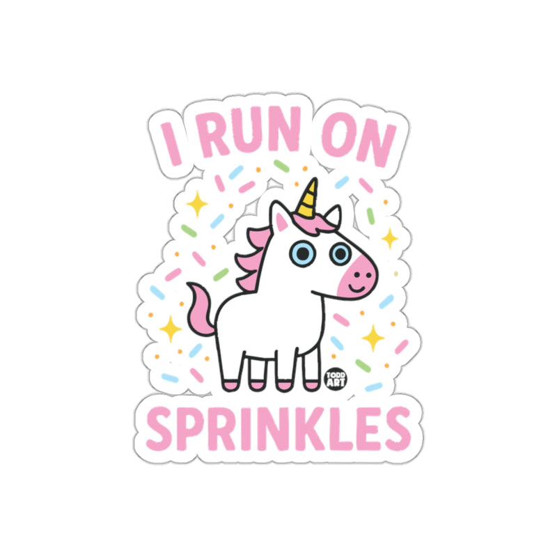 Load image into Gallery viewer, I Run on Sprinkles Cute Unicorn Sticker

