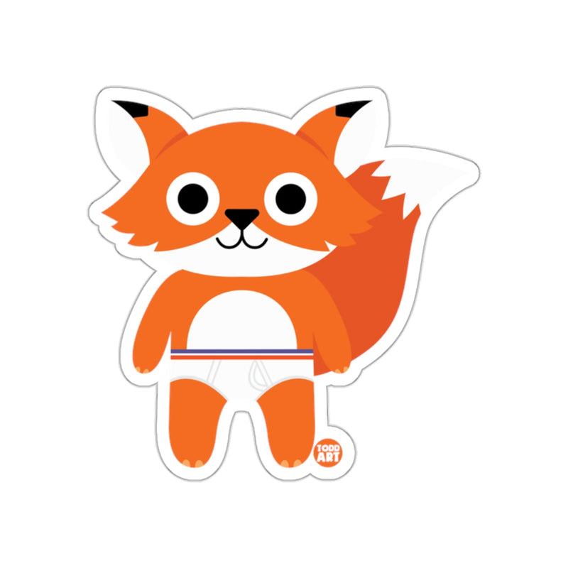 Load image into Gallery viewer, Cute Cartoon Fox in Underwear Sticker Decal Design
