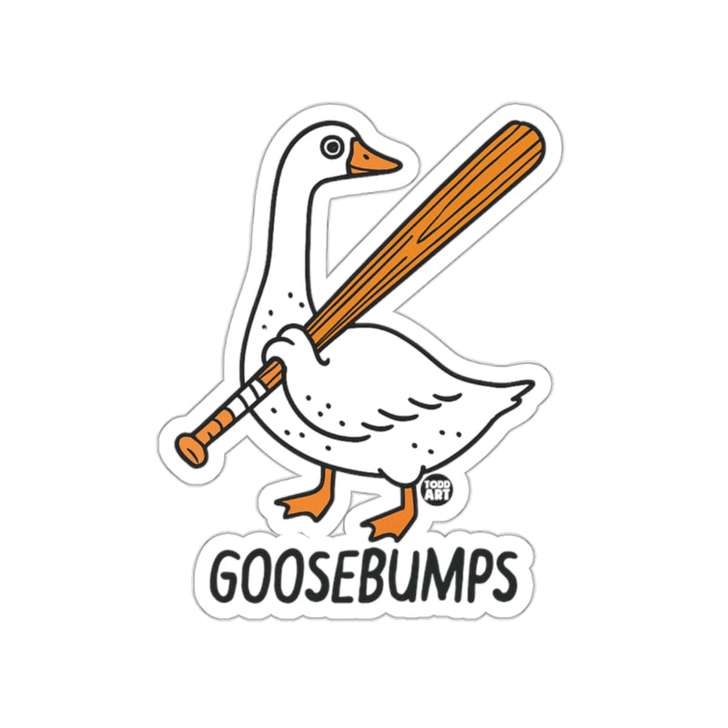 Load image into Gallery viewer, Goosebumps Goose with Bat Funny Sticker Design
