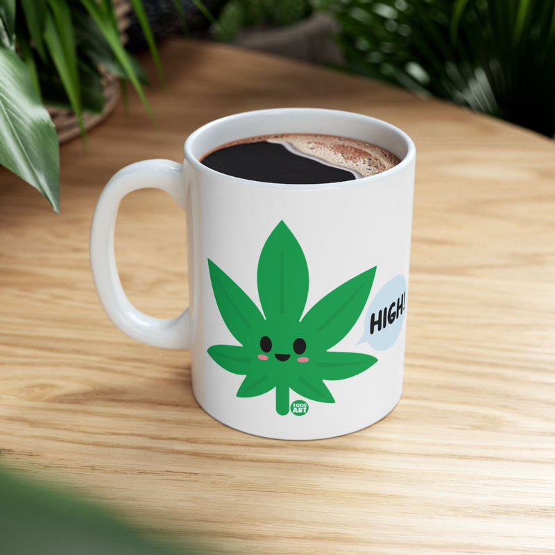 Load image into Gallery viewer, Happy Weed Leaf High Coffee Mug Fun Mug Design
