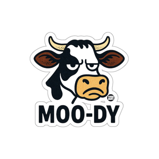 Funny Moo-Dy Cow Design for Lighthearted Theme Sticker