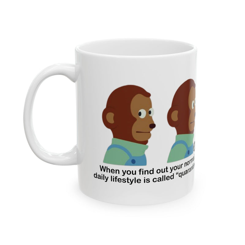 Load image into Gallery viewer, Awkward Monkey Mug, Quarantine Joke Mug, Funny Monkey Mug
