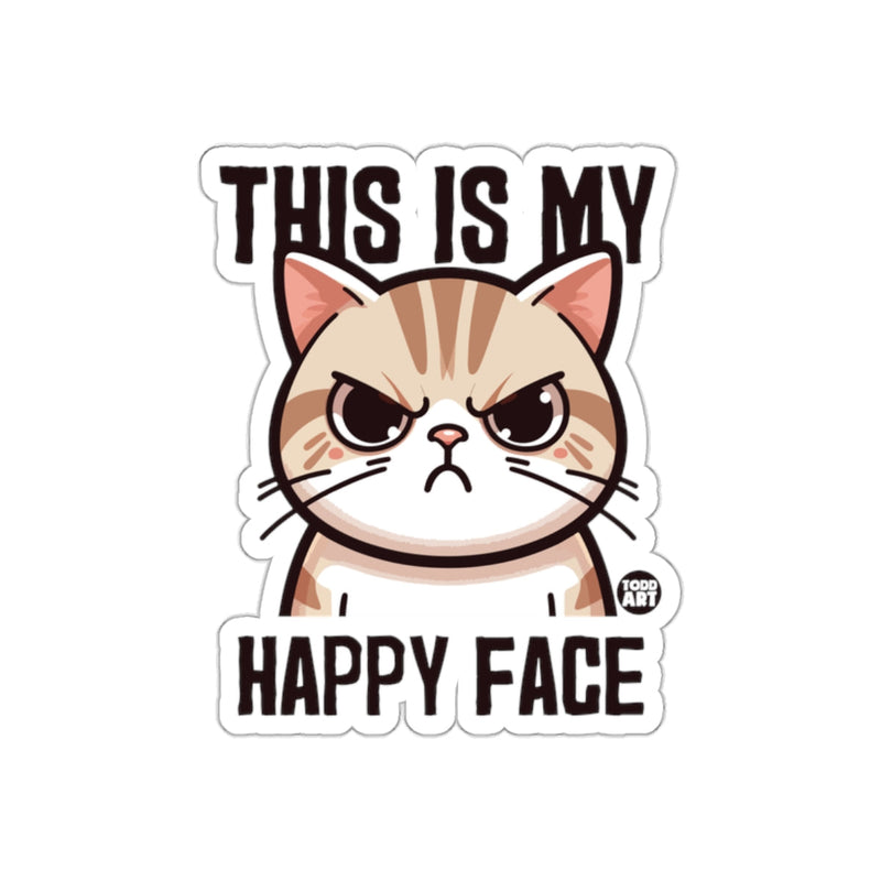 Load image into Gallery viewer, This Is My Happy Face Angry Cat Sticker Product
