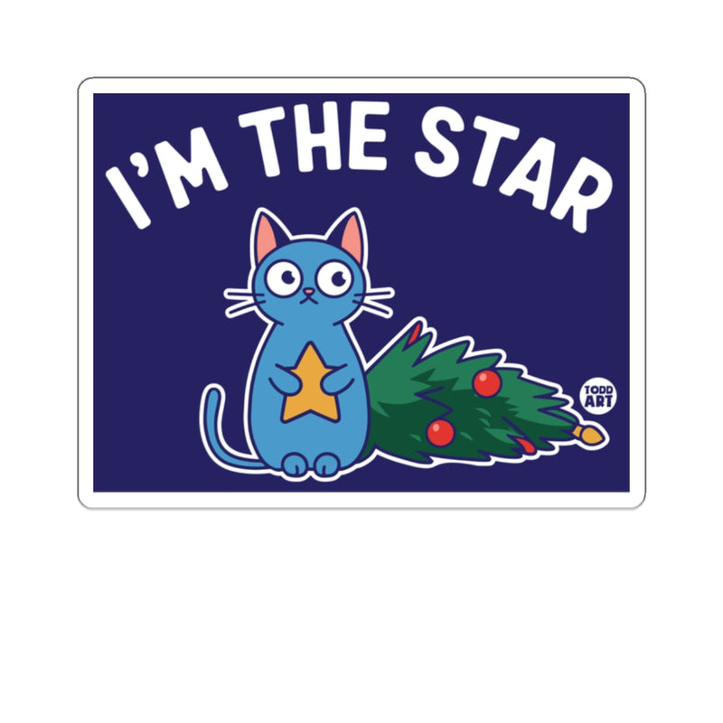 Load image into Gallery viewer, I'm The Star Funny Cat with Christmas Tree Sticker
